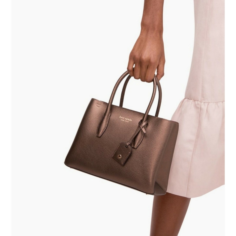 KATE SPADE Eva Small Satchel Ash Metallic Handbag - Picture 5 of 6